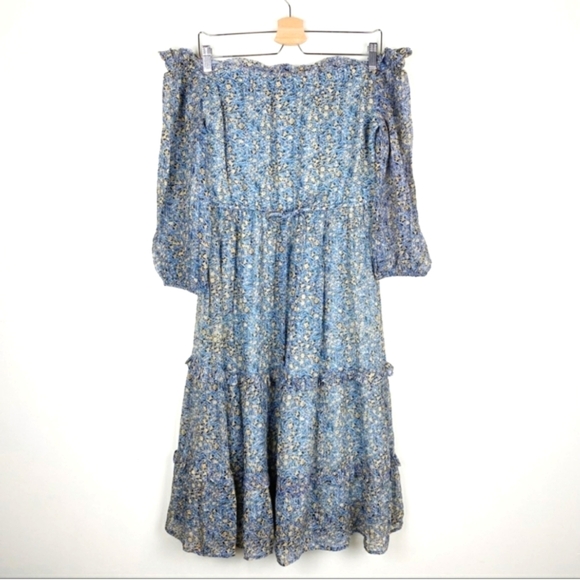 Anthropologe Dress Size 6 Peasant Off the Shoulder Midi Dress NWOT - Picture 7 of 12